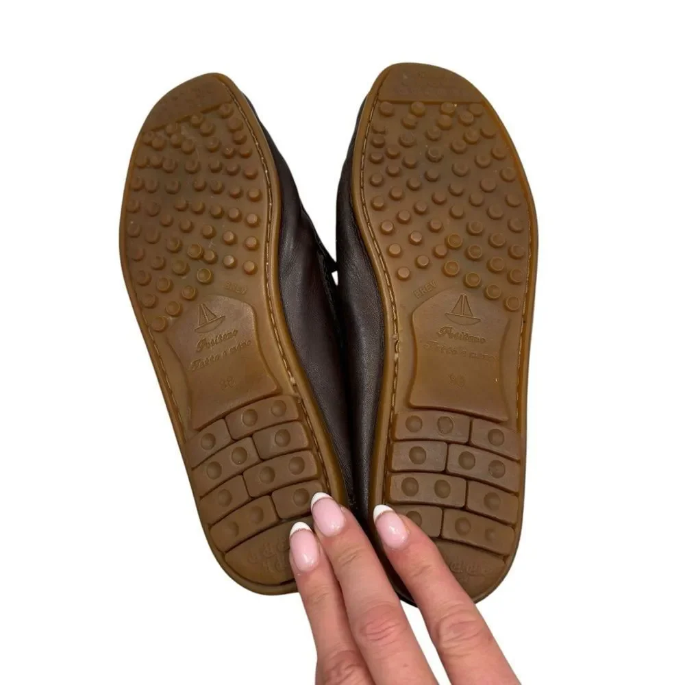 Ladies Tre Danari Positano Brown Leather‎ Driving Loafers Size 38